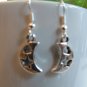Silver Tone Star & Heart in Moon Earrings