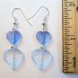 Double Blue Heart Silver Tone Earrings in Gift Box