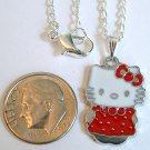 HELLO KITTY Silver Tone Pendant Necklace - Red Dress
