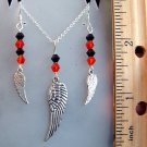 Wing & Crystal Sterling Silver Necklace & Earrings Set