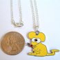 Yellow Mouse Pendant Silver Tone Necklace