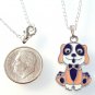 Peach & Purple Dog Silver Tone Pendant Necklace
