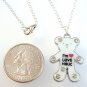 White Teddy Bear Silver Tone Necklace in Gift Box