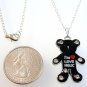 Black Teddy Bear Silver Tone Necklace in Gift Box