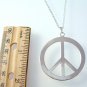 Silver Plated Large PEACE Sign Pendant Necklace