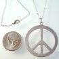 Silver Tone Large PEACE Sign Pendant Necklace