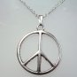 Silver Tone 1" Peace Sign Pendant Necklace
