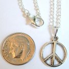Silver Tone 1/2" Small Peace Sign Pendant Necklace
