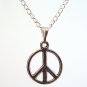 Silver Tone 1/2" Small Peace Sign Pendant Necklace