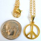 Gold Tone 1/2" Small Peace Sign Pendant Necklace