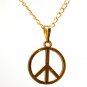 Gold Tone 1/2" Small Peace Sign Pendant Necklace