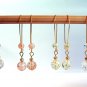 Gold Tone Crackle Glass Drop Earrings - Peach