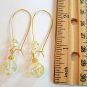 Gold Tone Crackle Glass Drop Earrings - Yellow