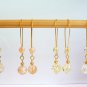 Gold Tone Crackle Glass Drop Earrings - Yellow