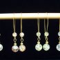 Gold Tone Crackle Glass Drop Earrings - Yellow