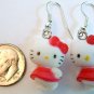 Dark Rose Color Bow HELLO KITTY Earrings