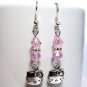 Silver Tone HELLO KITTY with Swarovski Crystal Earrings - Pink