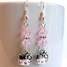 Silver Tone HELLO KITTY with Swarovski Crystal Earrings - Pink