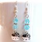 Silver Tone HELLO KITTY with Swarovski Crystal Earrings - Blue