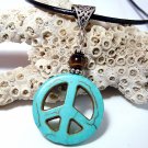 Turquoise Peace and Tiger Eye Leather Cord Necklace