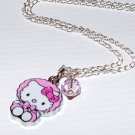 Handmade Baby Hello Kitty Pink Crystal Pendant Necklace