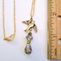 Gold Tone Dove Bird with Swarovski Crystals Necklace
