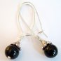 Gold or Silver Black Onyx Gem Drop Earrings Handmade