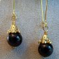 Gold or Silver Black Onyx Gem Drop Earrings Handmade