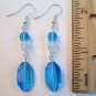 Handmade Blue & Crackle Glass Beaded Silver Earrings