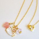 White Hello Kitty Face Crystal Pendant Gold Handmade Necklace