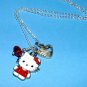 Handmade Hello Kitty Heart Red Crystal Pendant Necklace