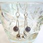Handmade Silver Ladybug with Cat's Eye Dangle Earrings