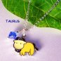 Handmade Zodiac Astrological Sign Enamel Charm Crystal Necklace -Choose Sign