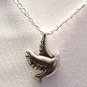 Dove Bird Pendant Silver Tone Handmade Necklace