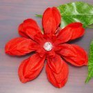 Handmade Large Red Flower Hair Clip 4"