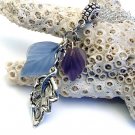 Handmade Silver Blue & Purple Leaf Pendant Necklace