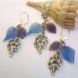 Handmade Silver Blue & Purple Leaf Pendant Necklace