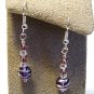 Purple Foil Glass Beads with Silver Filigree Handmade Earrings