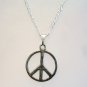 Silver Tone 3/4" PEACE Sign Pendant Necklace