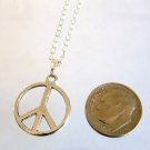 Silver Tone 3/4" PEACE Sign Pendant Necklace