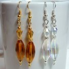 Handmade Glass Beads Earrings - Choose Gold Amber or Silver Crystal AB