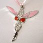 Fairy Tinkerbell Angel with Pink or Blue Enamel Wings Pendant Necklace