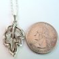 Silver Tone Leaf Pendant Necklace Handmade