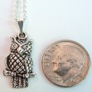 Silver Tone Owl Pendant Necklace Handmade