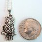 Silver Tone Owl Pendant Necklace Handmade