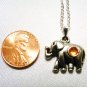Elephant with Rhinestone Pendant Necklace Handmade