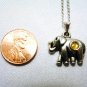 Elephant with Rhinestone Pendant Necklace Handmade