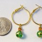 Gold Tone Hoop Glass Beads Dangle Earrings - Red or Green
