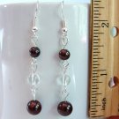 Garnet & Quartz Sterling Silver Handmade Earrings