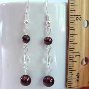 Garnet & Quartz Sterling Silver Handmade Earrings